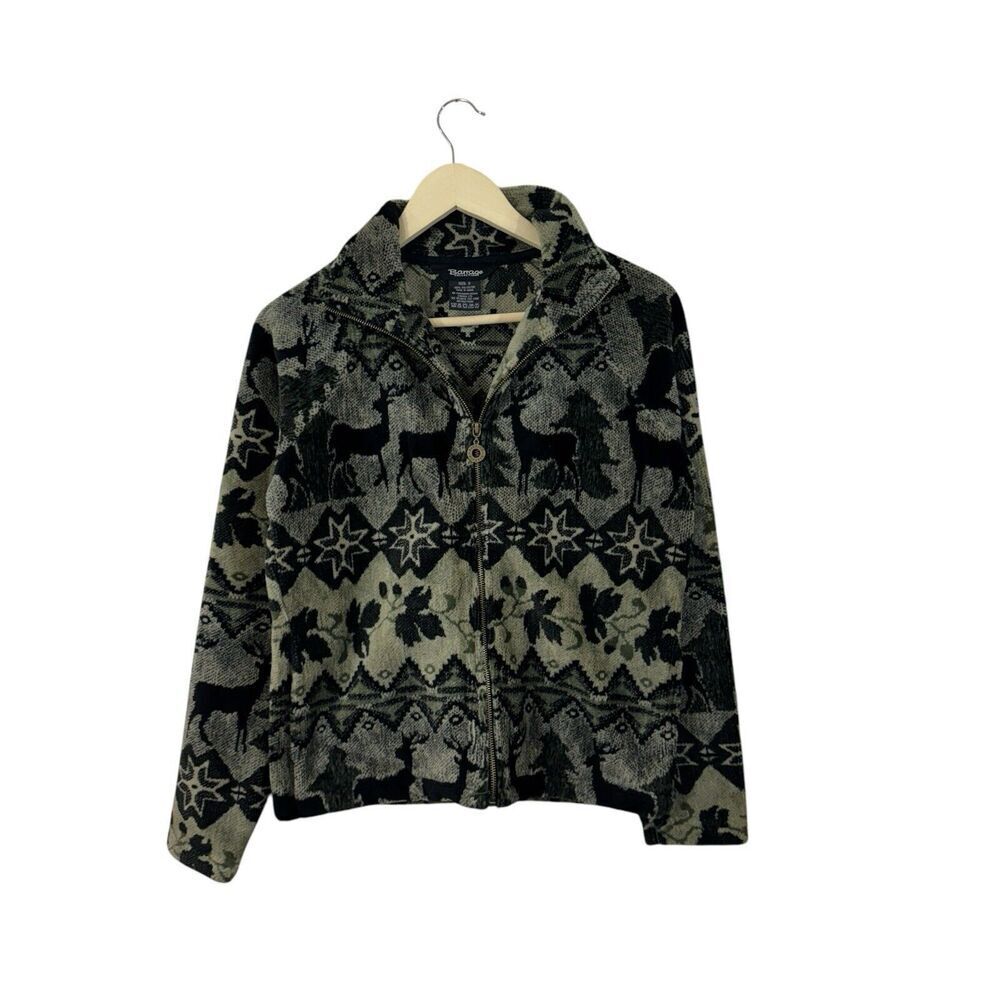 Barrage Collection Small Jacket Soft Fleece Nordic Deer Nature Full Zip Womens